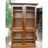 Reproduction Fruit Wood Book Case: with chicken Wire Mesh Panels, height 220cm, width 135cm and