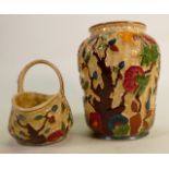 H.J.Woods Indian Tree vase & basket:
