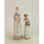 Two Lladro Figures of Girls with Lambs