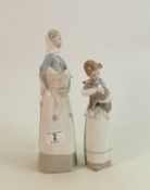 Two Lladro Figures of Girls with Lambs