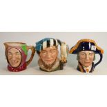 Royal Doulton Large character jugs: Touch Stone, Lord Nelson & The Falconer(3)