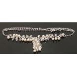 Silver bead necklace, 11g: