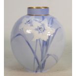 Doulton Burslem vase with flowers on pale blue background: height 12cm