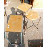 Three Mid Century Steel Framed Laboratory Stools: