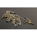 Three various silver watch chains: Includes double Albert, but all incomplete, gross weight 105g,