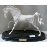 Beswick white matte horse Spirit Of Flight: on black wood plinth.