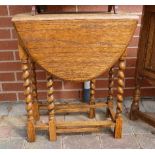 Oak Barley Twist Drop Leaf Table: