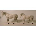 Beswick grey gloss horses : including stocky Jogging Mare 855 (tail & rear leg re-stuck) and Mare