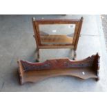 Small Victorian Walnut Dressing Table Mirror: together with small carved Book Rack(2)