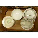 A mixed collection of items to include: Wedgwood Hathaway Rose patterned dinner ware together with