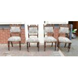 Set of 4 Upholstered Carved Dining Chairs(4):