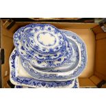 A collection pf Blue & White Platters to include: Cresent & Corona Brands