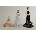 Coalport Lady Figures: Stunning in Black, Beth & Doulton April Diamond(3)