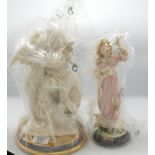 Two Giuseppe Armani resin figures: The kiss and Joy. Both boxed