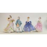 Four Figures - Royal Doulton Nina HN2347, Ballad Seller HN2266, Summertime HN3478 & Royal