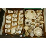 A large collection of Royal Commemorative cups, saucers & related items etc : 2 trays