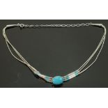 Silver turquoise necklace, 8.1g: