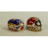 Royal Crown Derby Lady Bird & Millennium Bug paperweights(2)