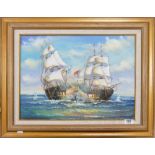 J Harvey, Oil on Canvas Nautical scene: