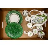 Portmeirion Botanical Theme Coffee Set: together with 2 damaged cabbage ware plates