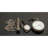 Job lot of silver items: Includes .935 silver watch missing bezel, cigarette holder case, wrist