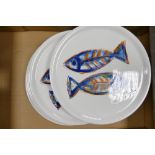 A collection of Bo Frost Large Fish Theme Serving Platters: diameter of each 31cm (9)