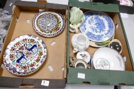 A mixed collection of items to include: Tuscan Floral Decorated Teapot, Wedgwood Kutani Crane