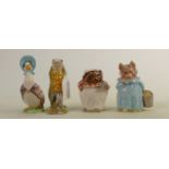 Beswick Beatrix Potter figures x 4: Includes Sir Isaac Newton, Aunty Pettitoes, Mrs Tiggy Winkle &