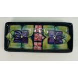 Moorcroft Violets patterned oblong tray: Length 20cm.