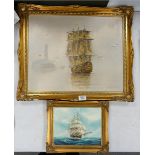 Two Nautical Theme Framed Items: largest frame size 49cm x 60cm