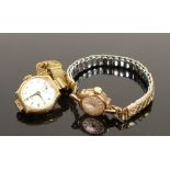 Two 9CT gold ladies wristwatches. (2)