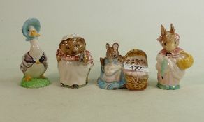 Beswick Beatrix Potter figures: to inc;lude Jemima puddleduck, Hunca Munca, Mrs Rabbit & Mrs Tiggy