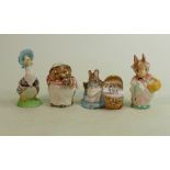 Beswick Beatrix Potter figures: to inc;lude Jemima puddleduck, Hunca Munca, Mrs Rabbit & Mrs Tiggy