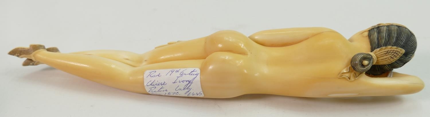 Ivory 19th century Chinese doctors lady figure: Measuring 23cm long, well carved and unsigned. These - Image 3 of 3