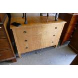 Bleached Walnut Chest of Inlaid Drawers: length 112, depth 54 & height 52cm