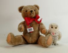 Steiff Owl & Hermann Branded Teddy Bears: height of tallest 27cm(2)