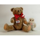 Steiff Owl & Hermann Branded Teddy Bears: height of tallest 27cm(2)