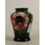 Walter Moorcroft small vase decorated with anemones: h.8.25cm.