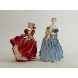 Royal Doulton Lady Figures: Top O The Hill HN1937 & Adrienne HN2306(2)