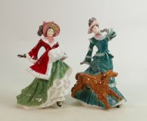 Royal Doulton Lady Figures Winter Time HN3622 & Autumn Time HN3621(2)