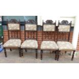 Set of 4 Upholstered Carved Dining Chairs(4):