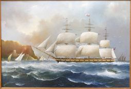 D Hewitt, On Canvas Nautical theme painting: frame size 52cm x 92cm