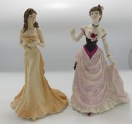 Coalport matte figurines: to include Summer Saunter and Matinee Performance. Both boxed