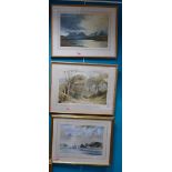 Three large watercolours by Ivan Taylor & Frederick F Errill: Two with gallery labels identifying