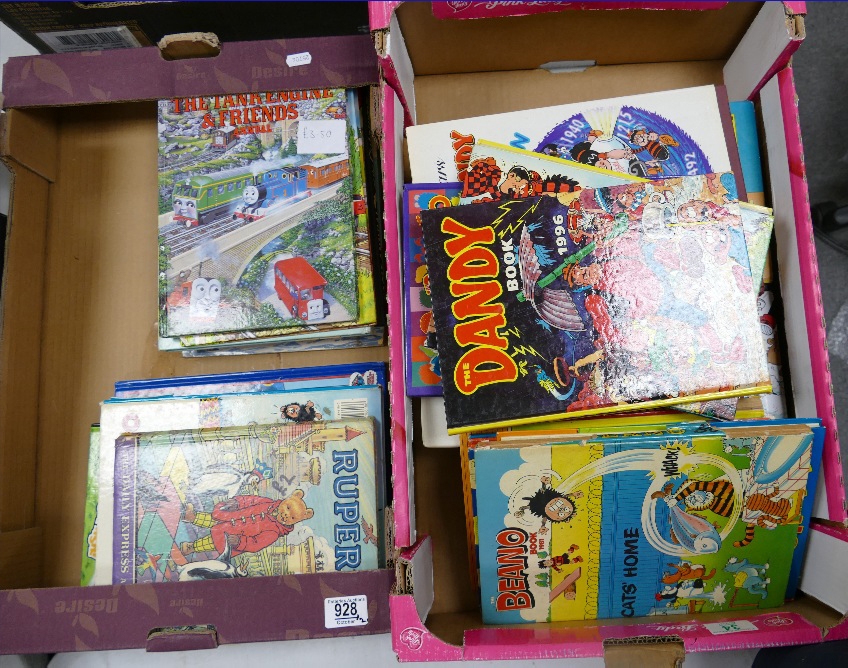 A collection of 1980's Thomas, Rupert & Beano Annuals: two trays