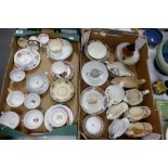 A collection of 19th Century Floral decorated Tea ware, Jugs & Bowls(2 trays):