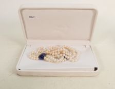 Cultured pearl necklace and earrings mounted in 14ct gold plus cultured pearl bracelet: Earrings and