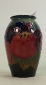 Moorcroft finch and berry vase: Height 10.5cm