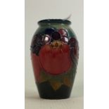 Moorcroft finch and berry vase: Height 10.5cm