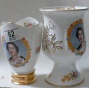 Carlton Ware Two Limited Edition Commemorative Vases: height of tallest 15cm(2)